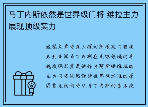 马丁内斯依然是世界级门将 维拉主力展现顶级实力